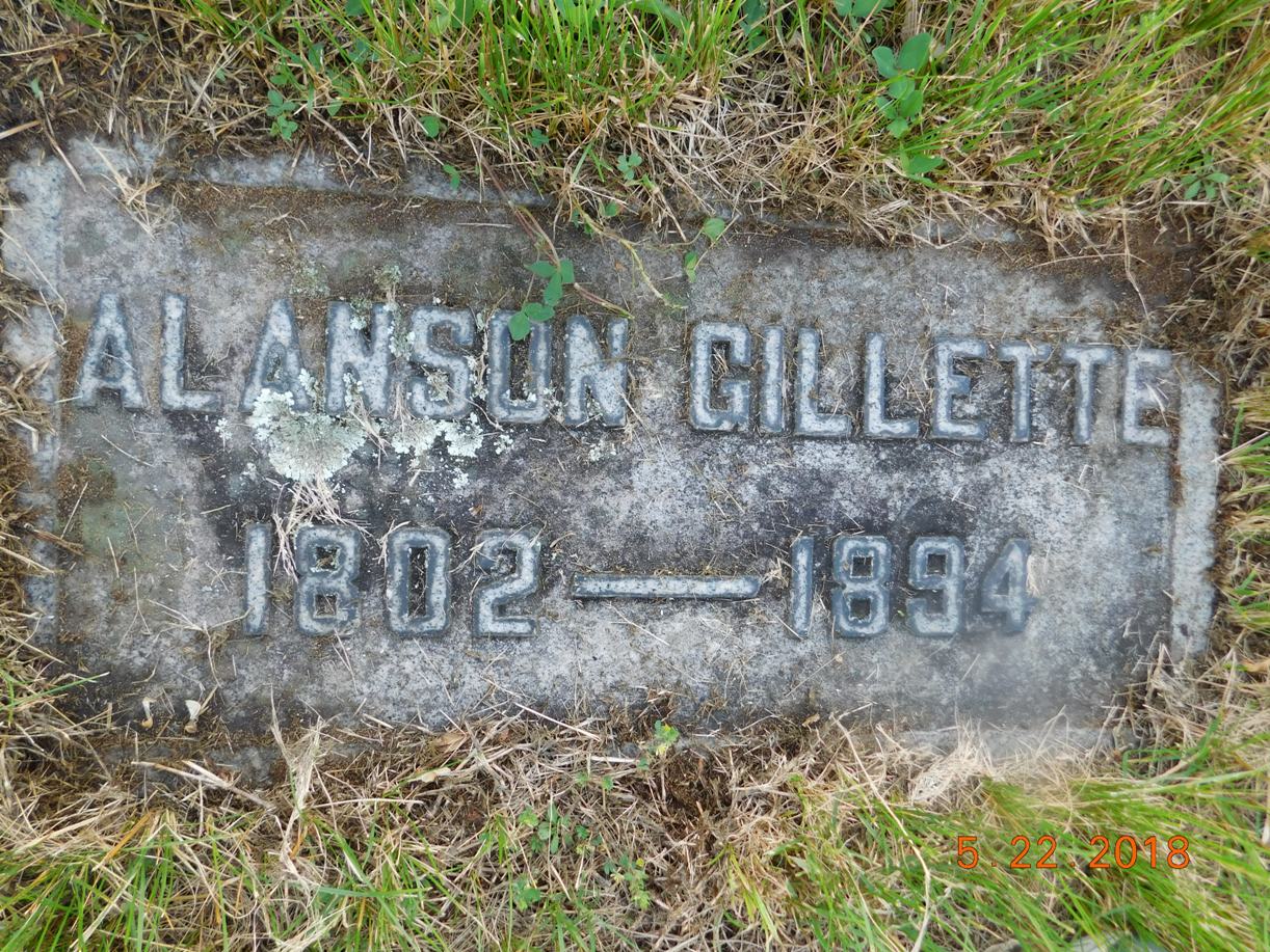Alanson Gillette grave stone align=